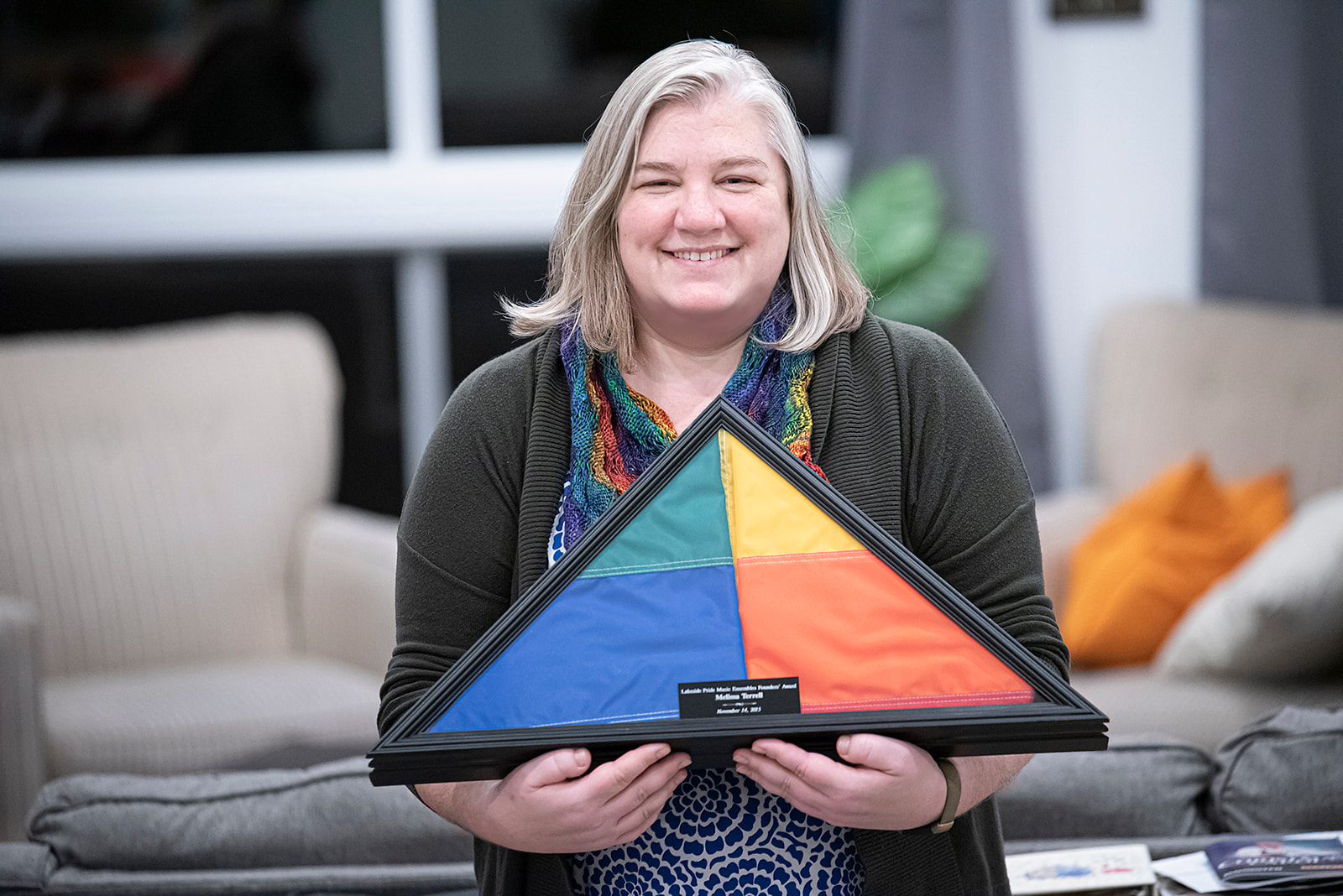 Melissa Terrell holding Founders Award