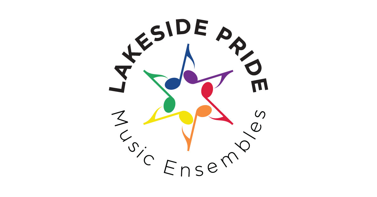 Lakeside Pride Music Ensembles logo arranged in a circle design