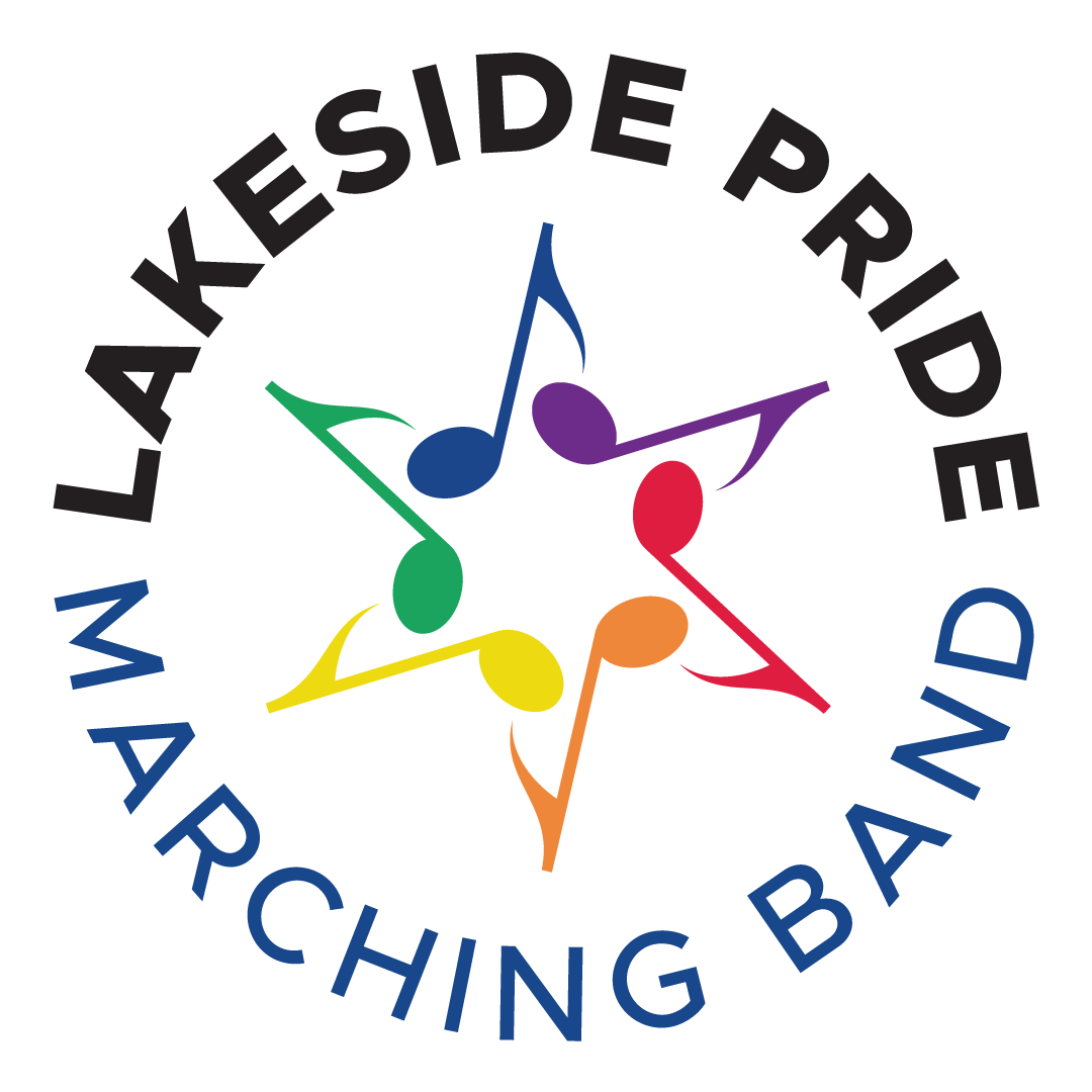 Lakeside Pride star logo with the words "Lakeside Pride" above and "Marching Band" below the star logo in a circle