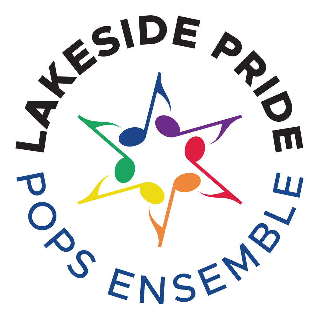 Lakeside Pride star logo with the words "Lakeside Pride" above and "Pops Ensemble" below the star logo in a circle